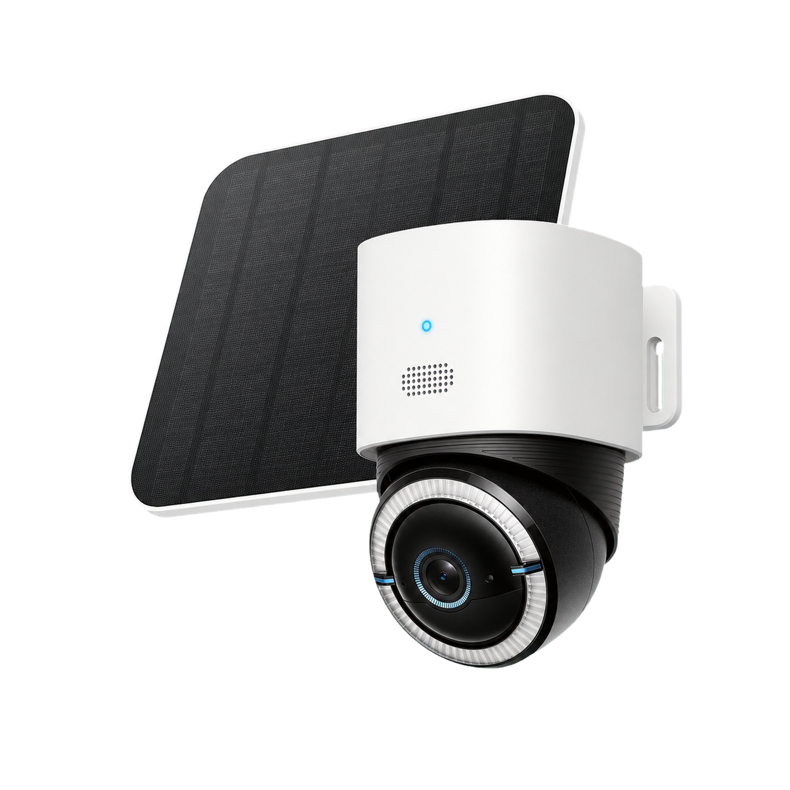 Solar cellular security camera with its matching solar panel.