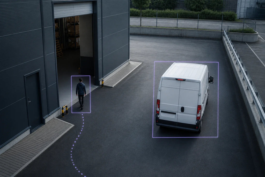 Illustrative person and vehicle detection with conditional auto-tracking and analytics