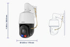 Lorex CNX01P-DPW-AB1 dimensions, wall mount, and safety-chain diagram