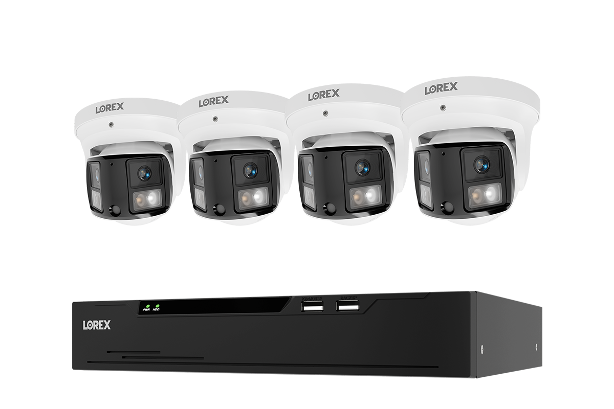 Lorex Connect X Series system with four X3 dual-lens turret cameras