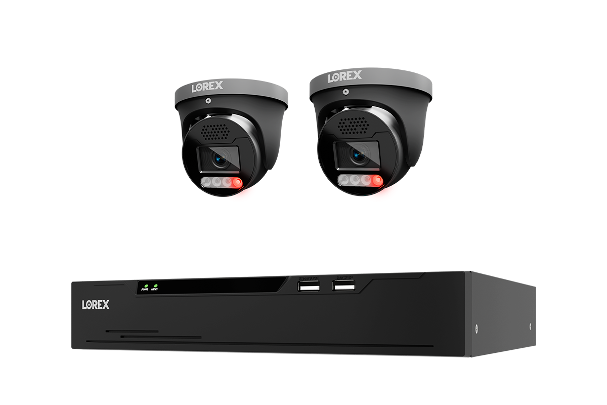 Lorex X5 black 2-camera turret security system with 8-channel NVR and 2 TB storage