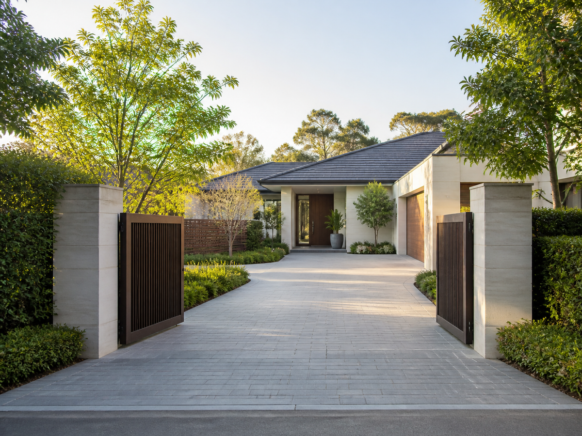 Residential driveway and front entrance