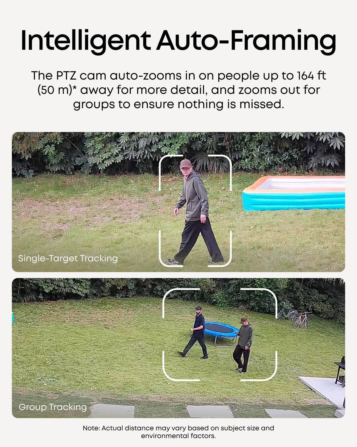 eufyCam S4 auto-framing examples for single-person and group tracking