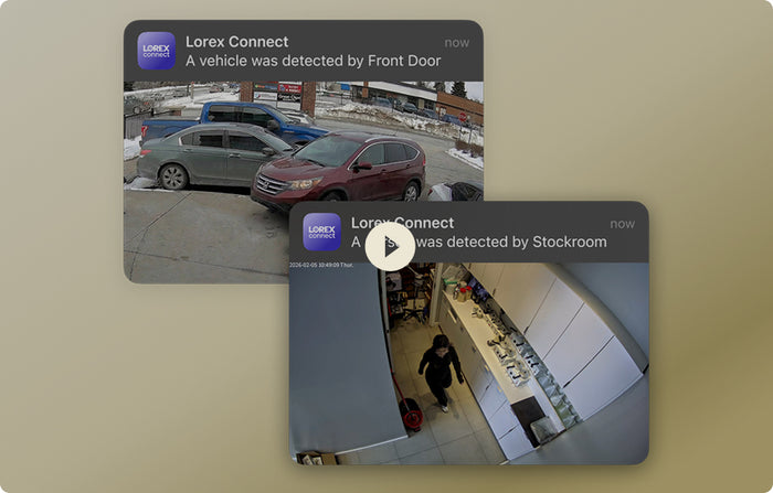 Lorex Connect person and vehicle detection notification examples