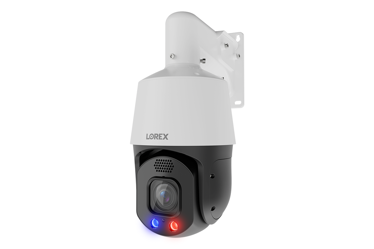 Lorex Connect X Series CNX01P white 4K PTZ PoE camera with wall mount