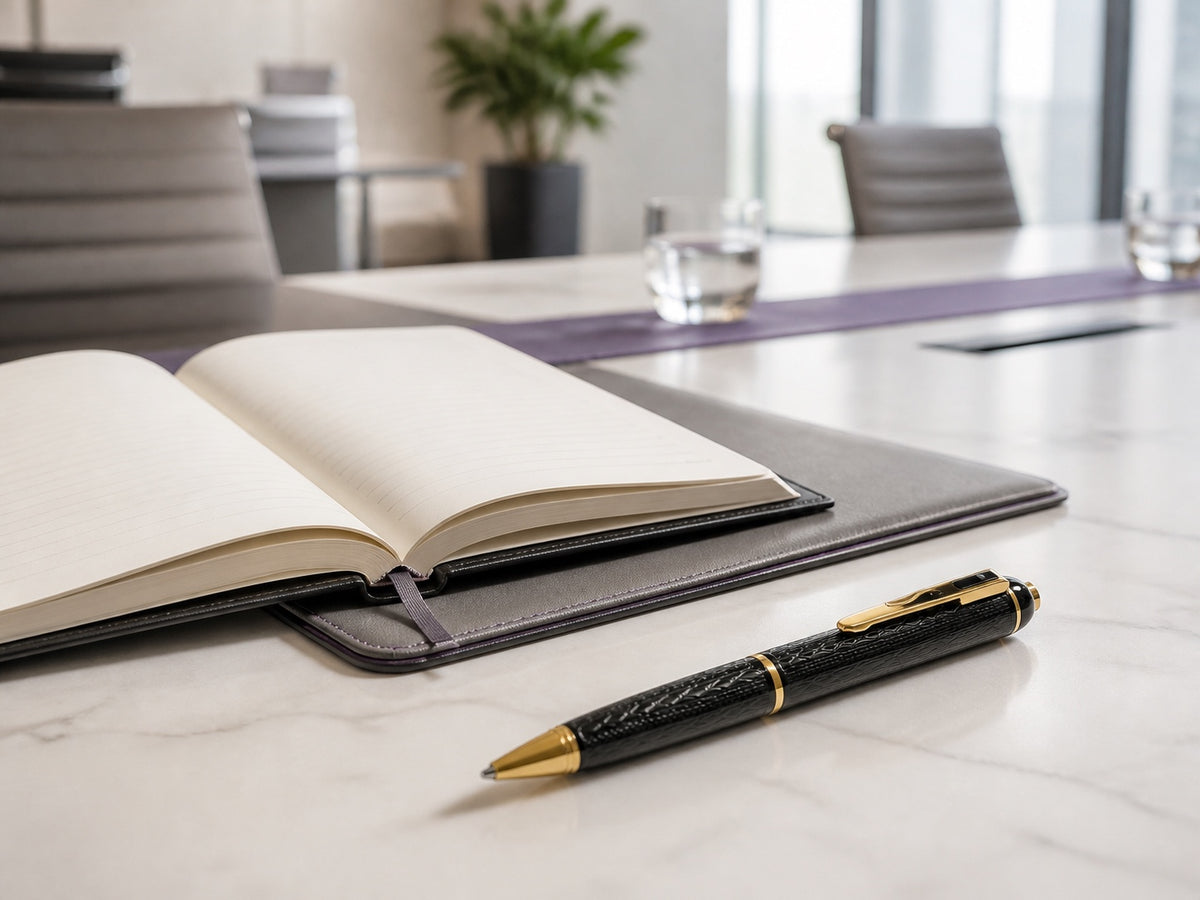 ClearVero Pen Camera openly placed beside a notebook on a professional meeting table