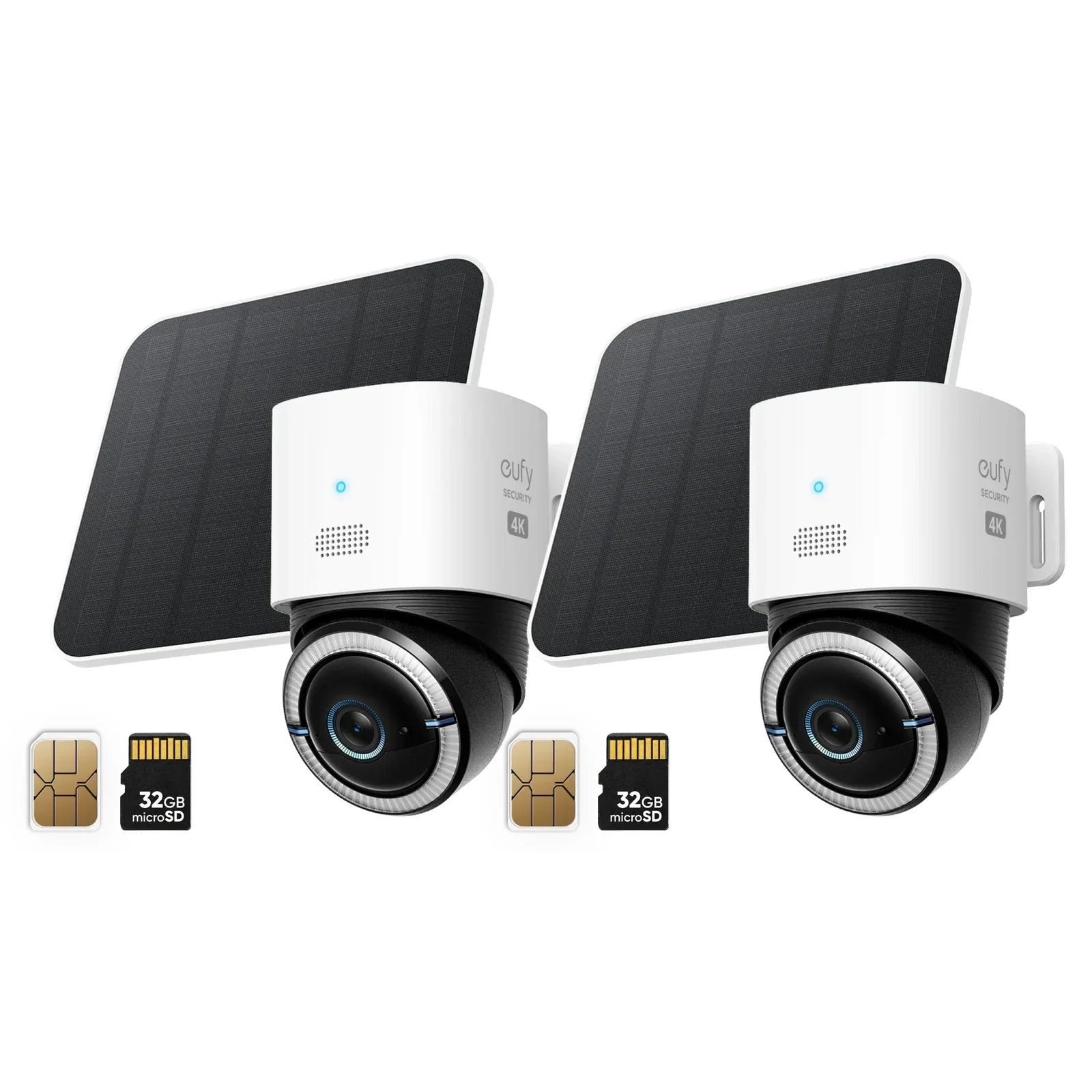 Two complete 4K solar cellular outdoor camera sets
