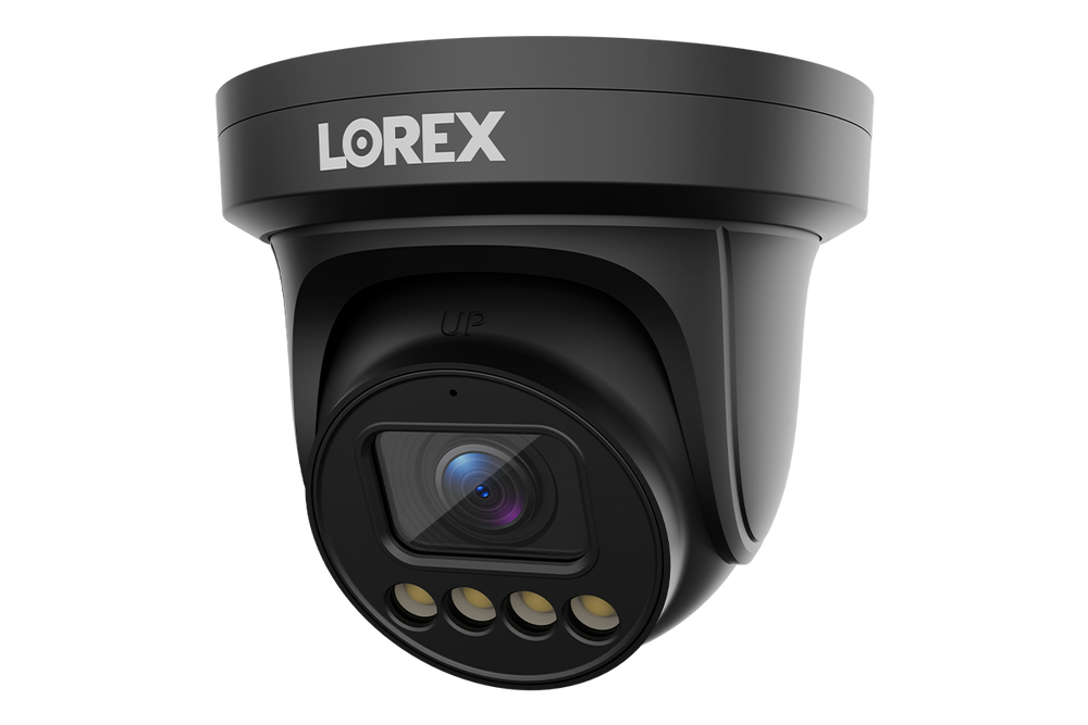 Black Lorex CNE01P-2TB-AB1 X3 turret camera with motorized varifocal lens