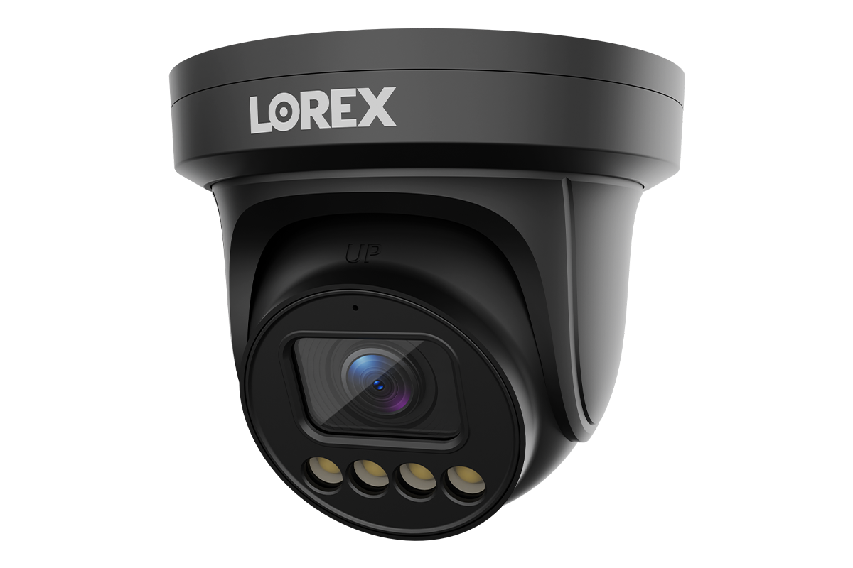 Black Lorex CNE01P-2TB-AB1 X3 turret camera with motorized varifocal lens