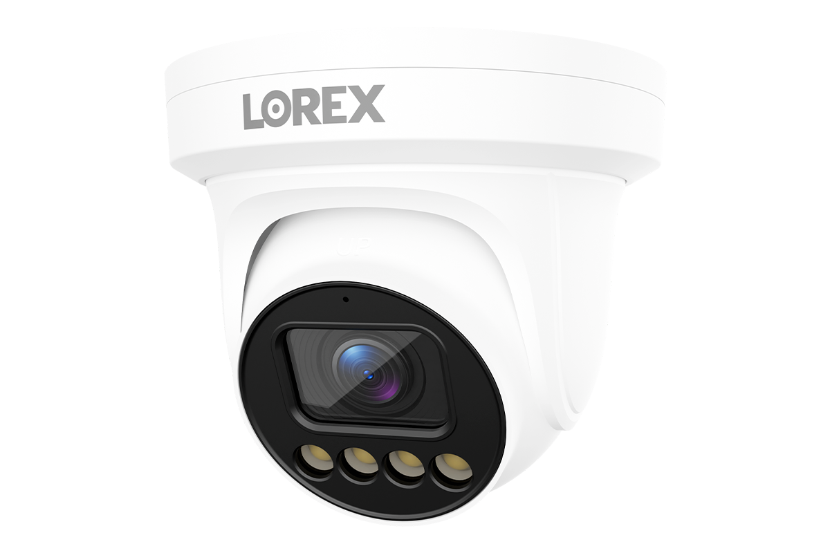 White Lorex CNE01P-2TW-AB1 X3 turret camera with motorized varifocal lens