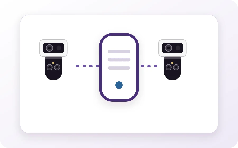 Illustration of two cameras linked to HomeBase S380