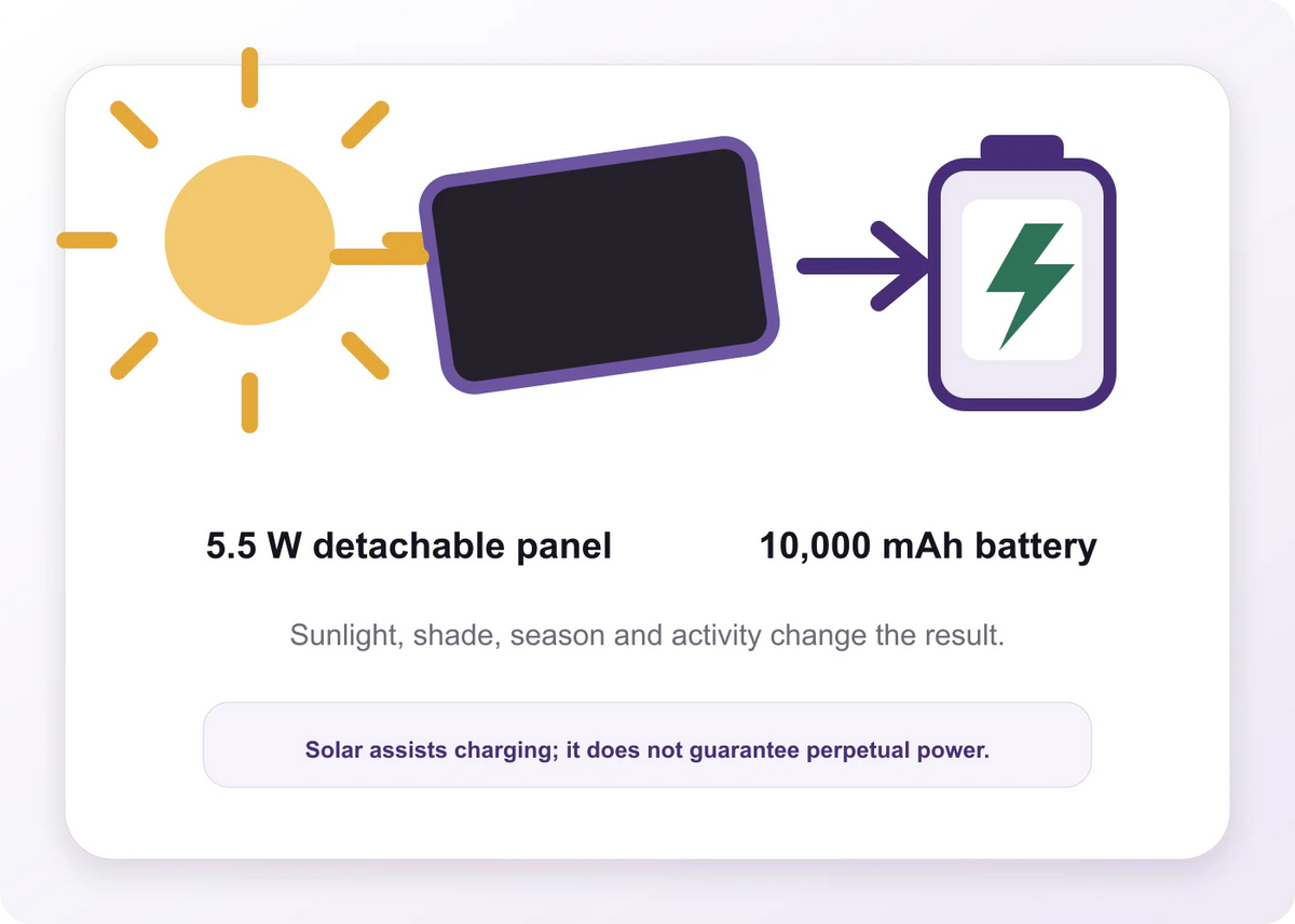 Diagram of a 5.5 watt solar panel assisting a 10000 milliamp-hour battery