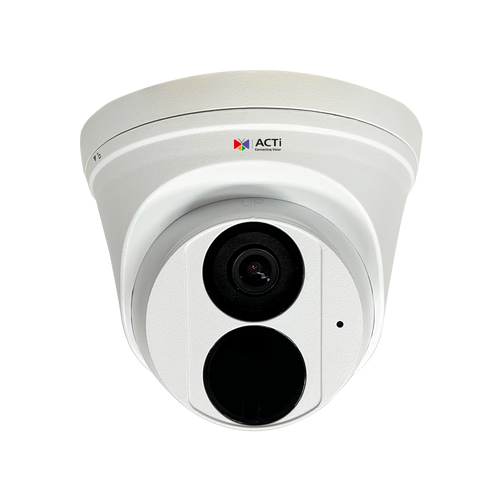 White ACTi Z53 5MP fixed turret camera with its 2.8mm lens and infrared window