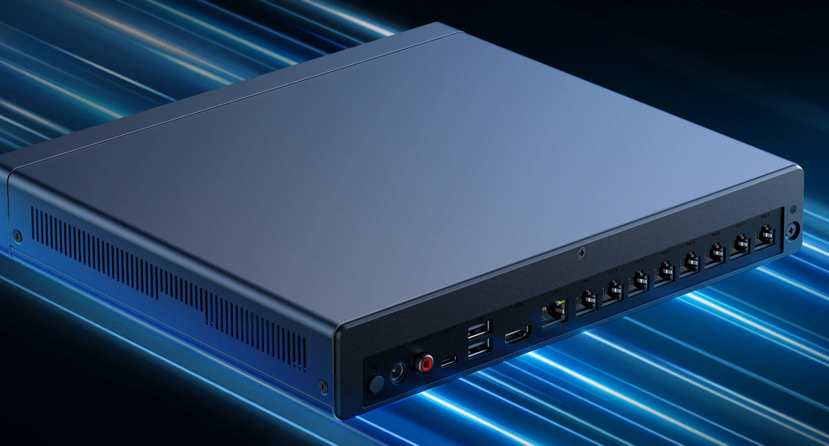Rear panel of the NVR S4 with its PoE and connection ports
