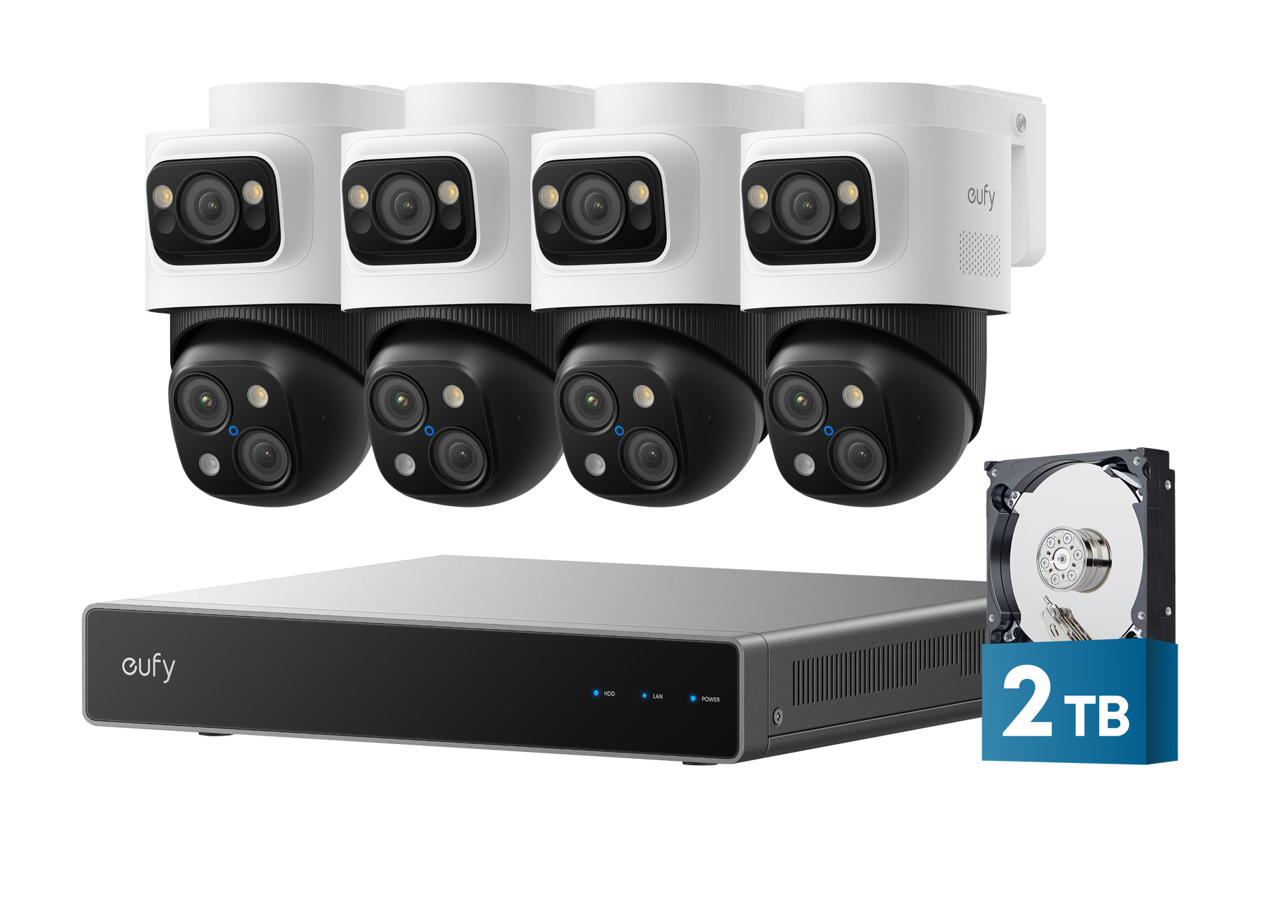 eufy S4 Max four-camera PoE NVR security system with NVR S4 and 2 TB HDD