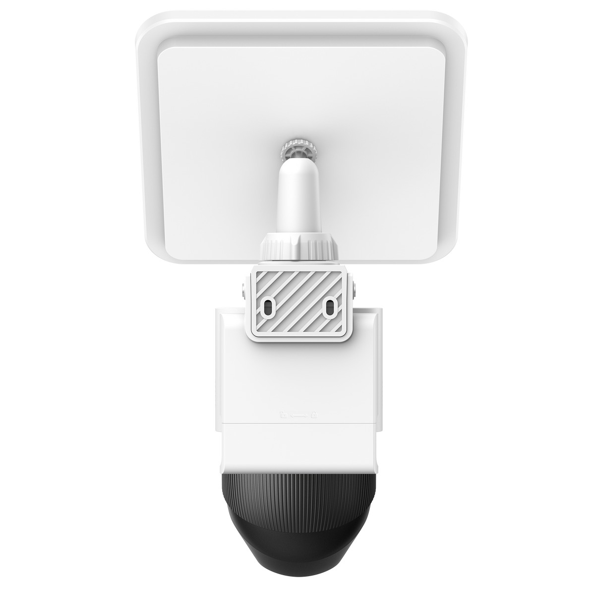 Rear view of eufyCam S4 with detachable solar panel and wall mounting plate