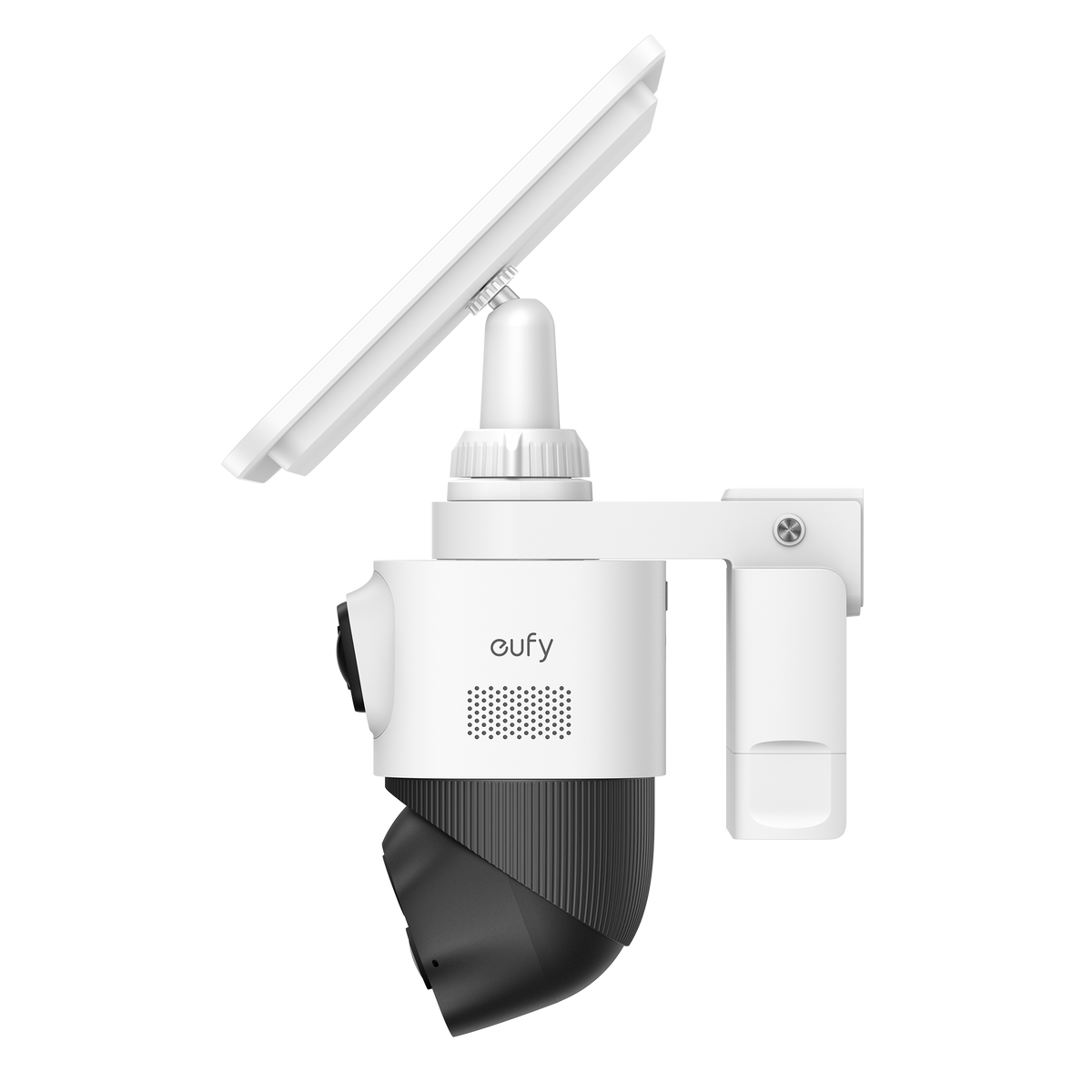 Side view of eufyCam S4 with detachable solar panel and wall mount