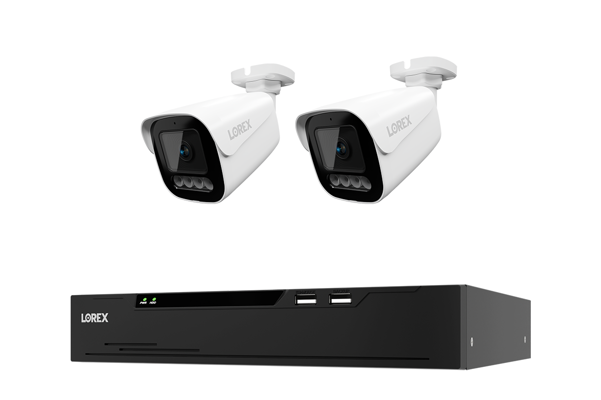 2 white Lorex X3 bullet cameras with one black 8-channel 2TB NVR — CNX3-BW2-8CH2T