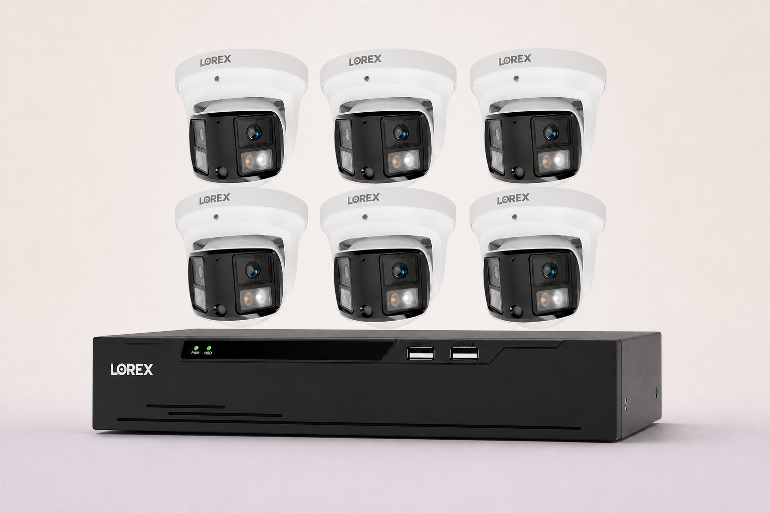 Lorex Connect X Series 8-channel NVR with six X3 dual-lens turret cameras